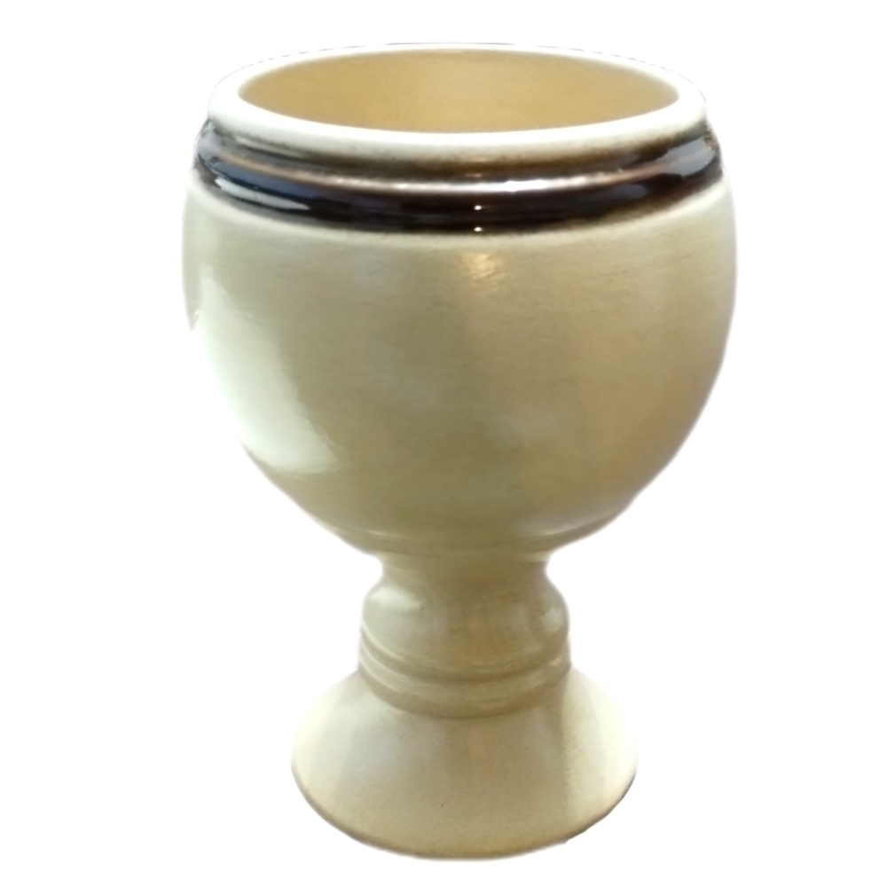 Vintage Beige Pottery Goblet Cup